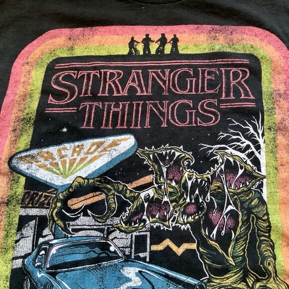 Stranger Things Retro Arcade T-Shirt Black Large Netflix 2021 100% Cotton - Picture 10 of 11